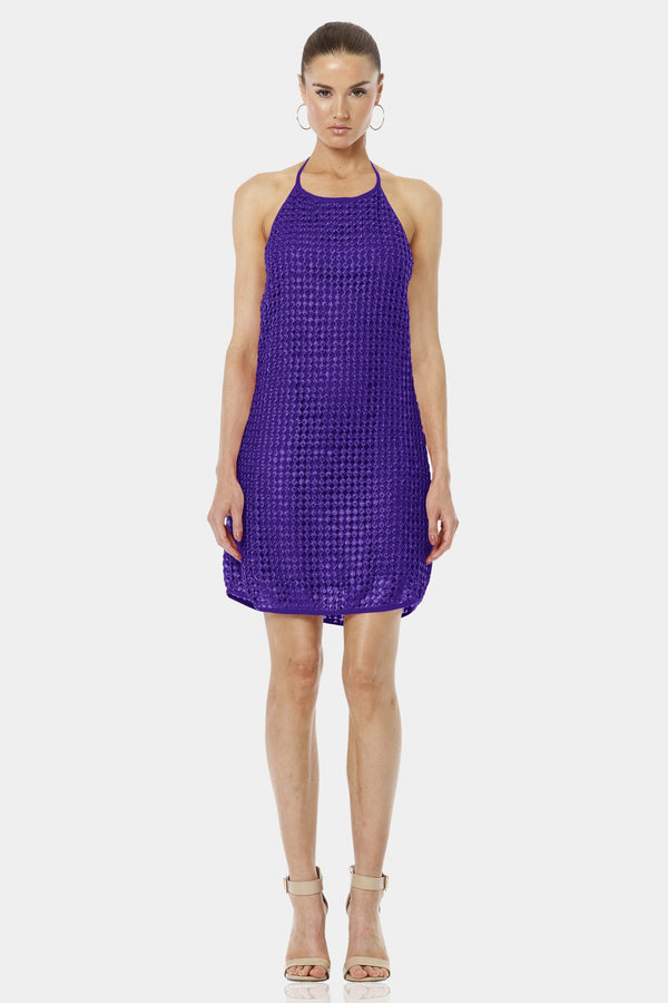 Purple Short Dress With Shining Sequin